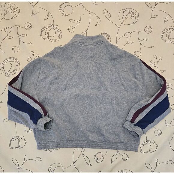 Victoria's Secret Pink 1/4 Zip Pullover Sweatshirt Cropped Size Large Stripe - Picture 2 of 8
